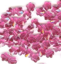 10 6mm Fuchsia Swarovski Flowers Sideways